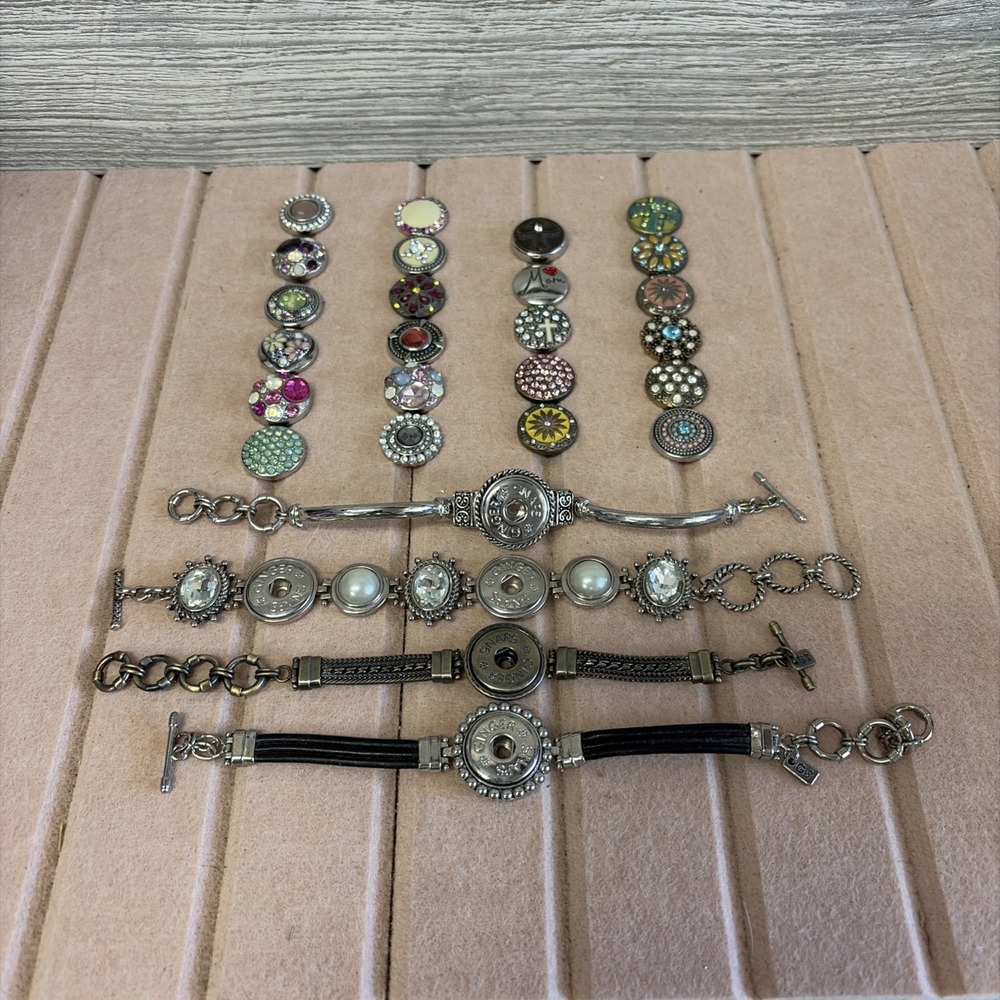 Ginger Snaps Jewelry Lot Women OS Interchangeable Snap Bracelets Jeweled (D7)
